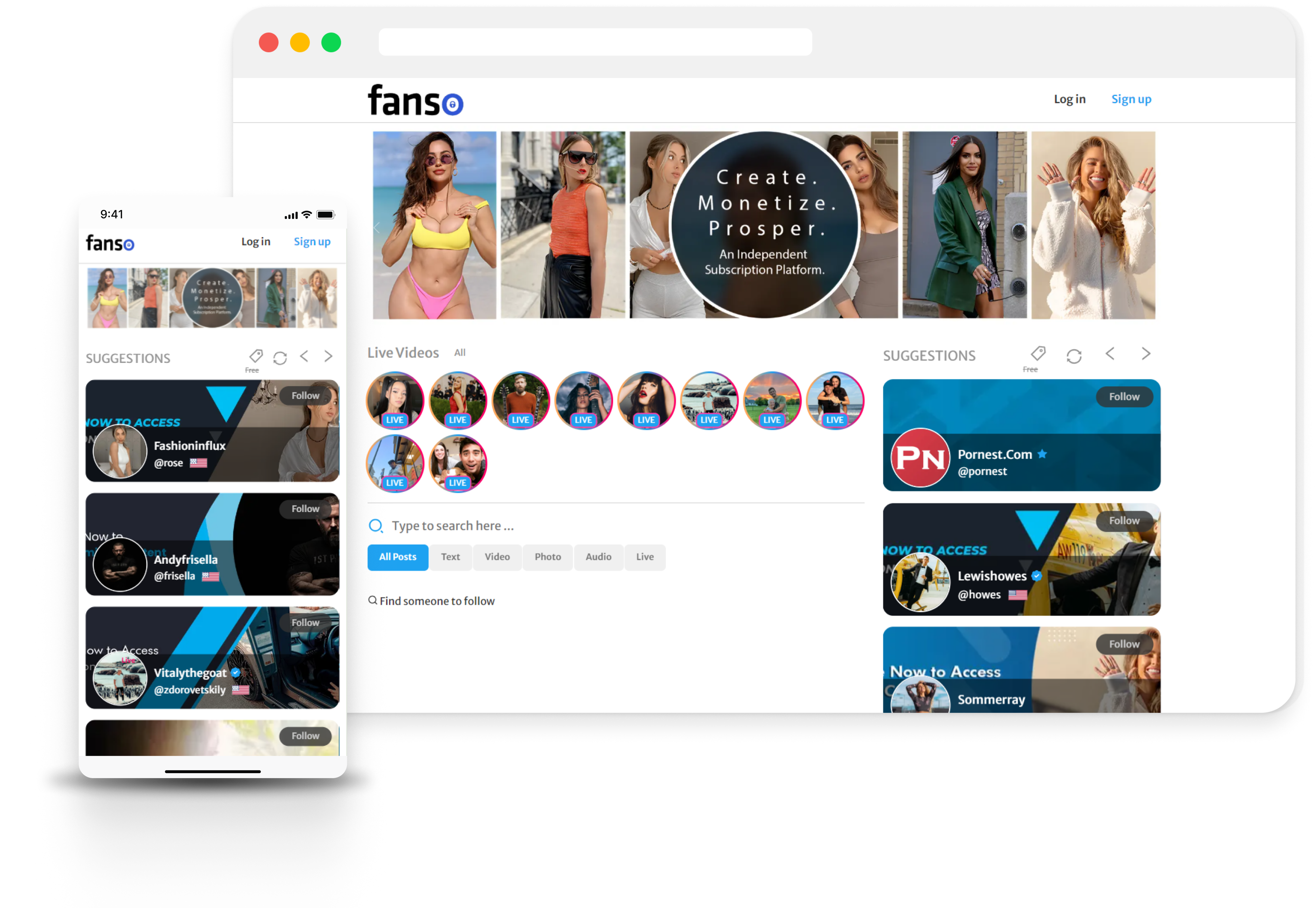 User dashboard of Fanso's OnlyFans clone script showing creator tools and analytics.
