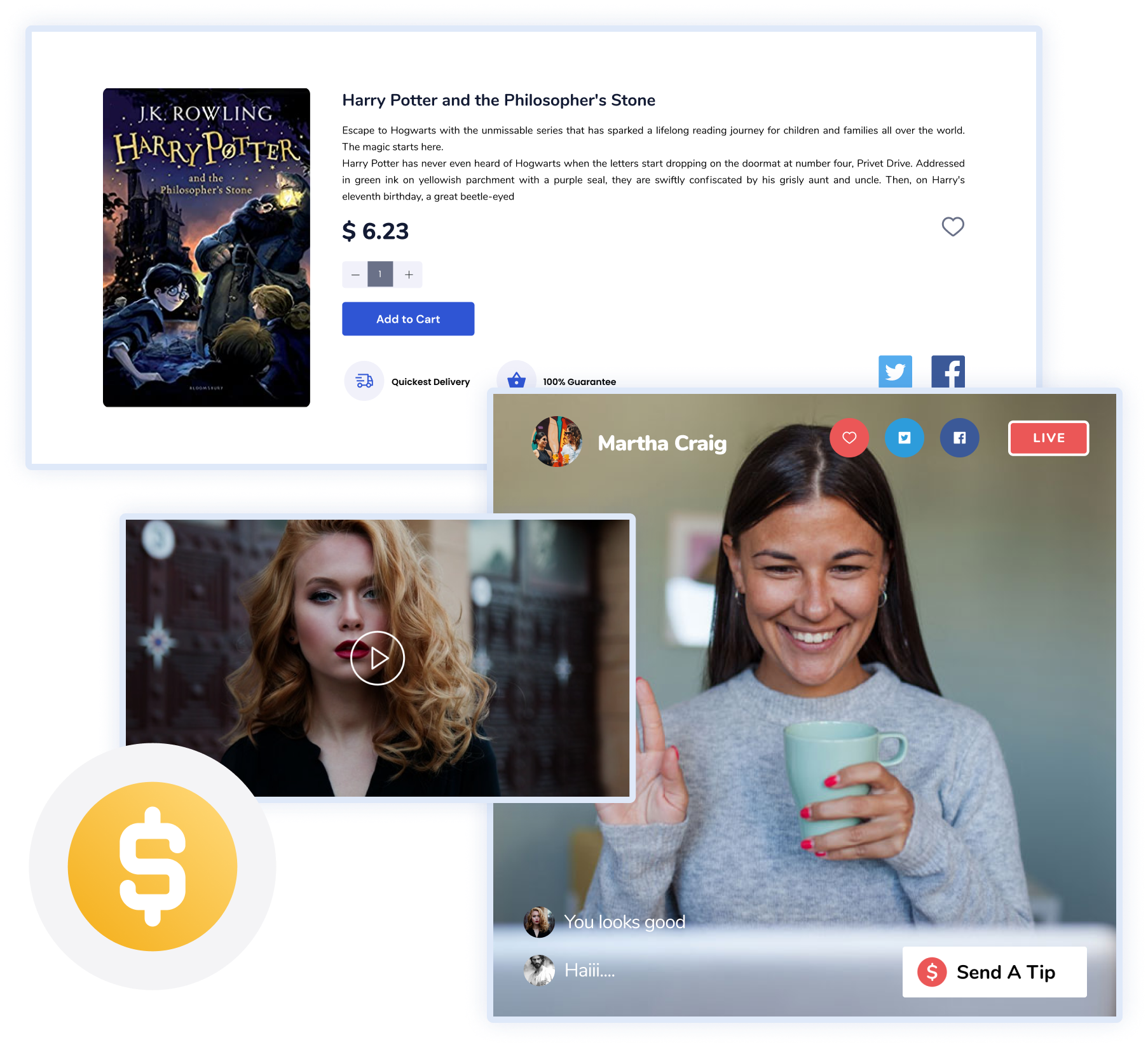 Multiple monetization options for an OnlyFans-style website`